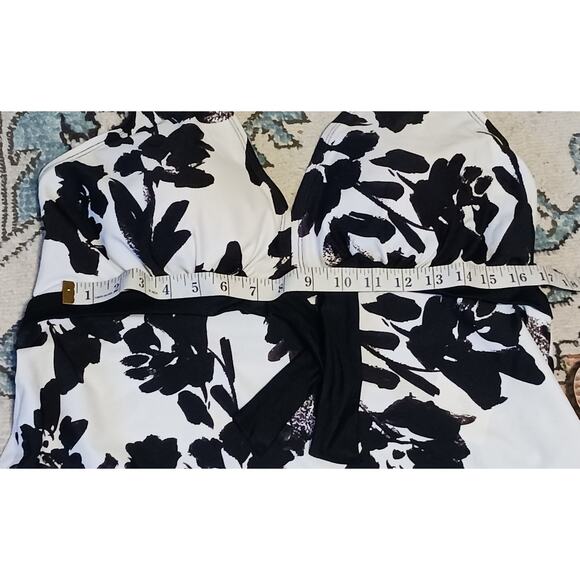 Swimsuits for All Flattering Halter Tankini Top Black and white Floral Womens 16 - Picture 8 of 8